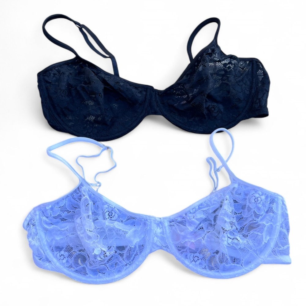 Victoria’s Secret Black and White Lace Bras Size 38 D